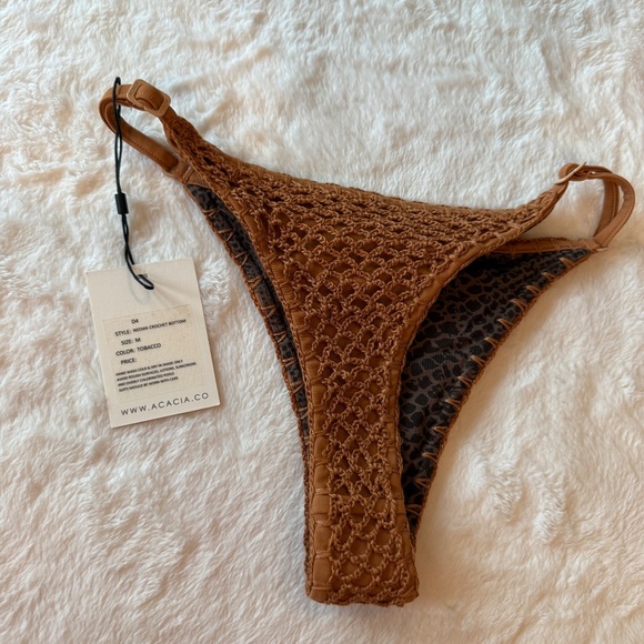 New! Acacia Neema Crochet Bikini Bottom in Tobacco 45547 - Picture 4 of 9